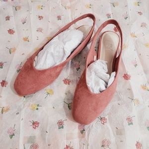 GAP Micro Suede Square Toe Slingback Flats Millennial Rose Pink